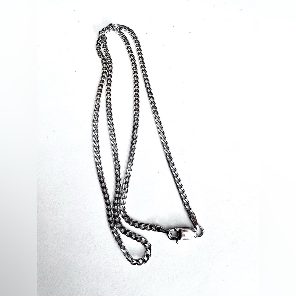 Sterling Silver Cuban Chain 16” Italian Silver NWT - Picture 2 of 3